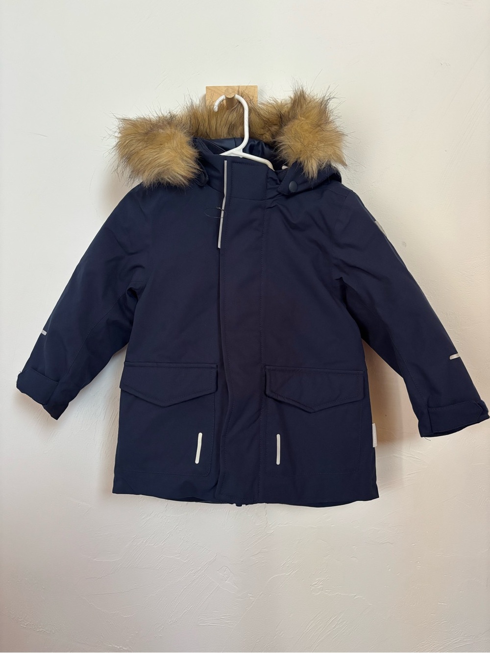 Reima Mutka Kids Navy Winter Parka Faux Fur Hood Size 86, 18 to 24M